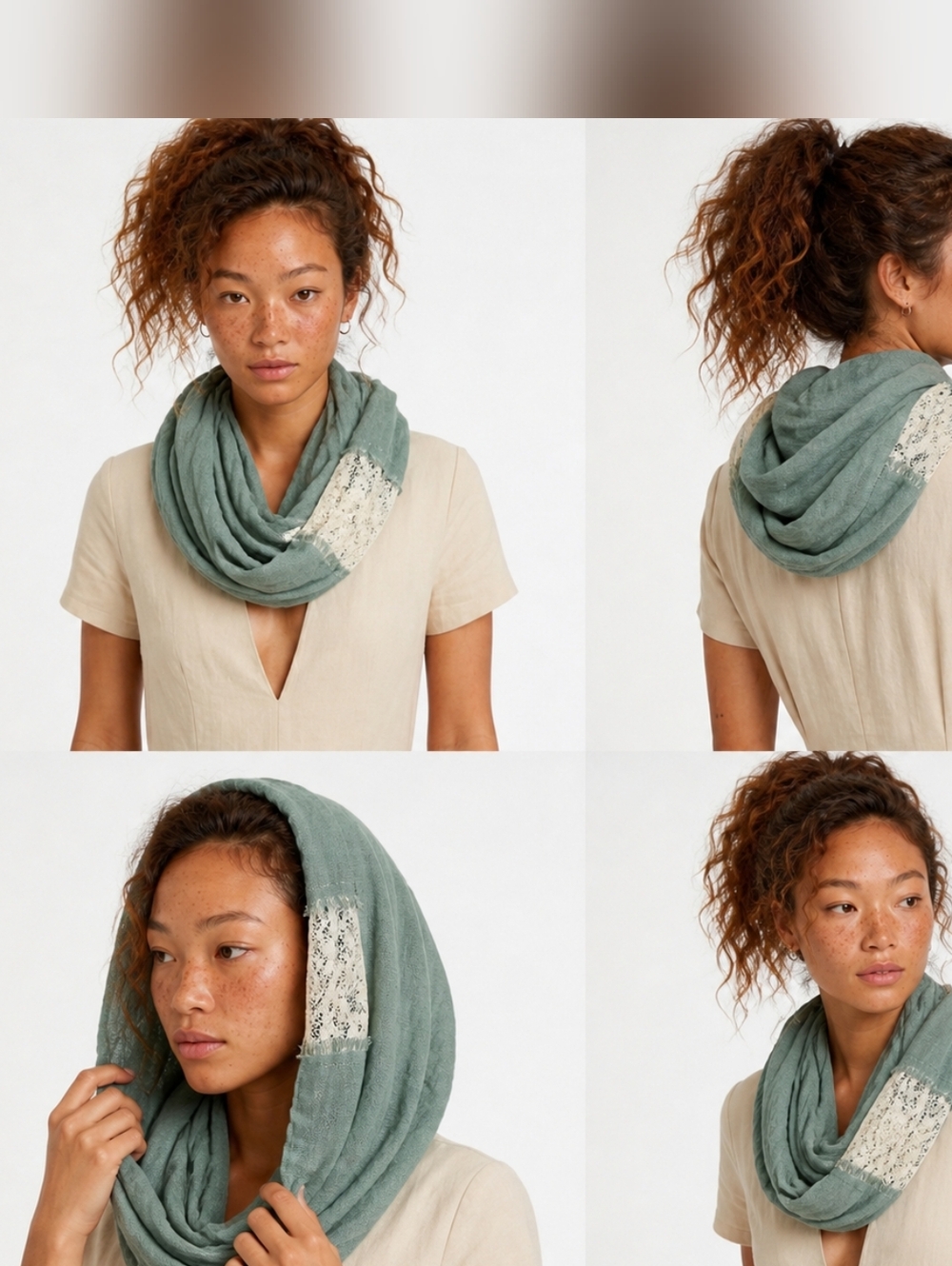 ✨️✨️Nwt Do Everything In Love Anthropologie Sage Green Lace Infinity Scarf Loop